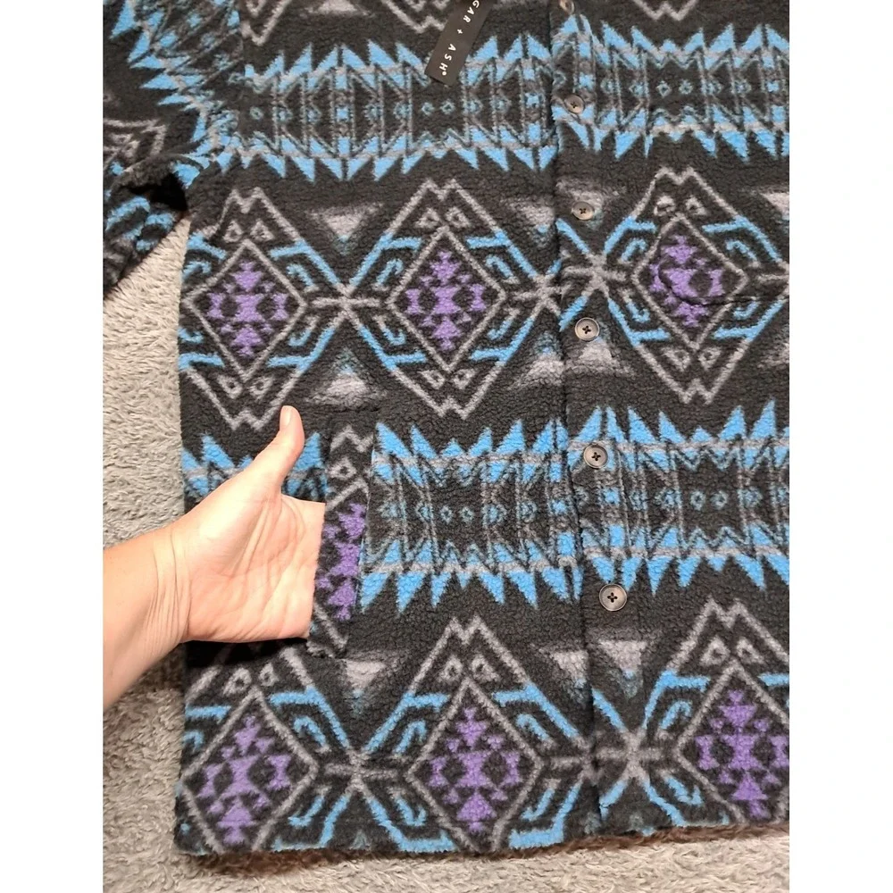 New Edgar + Ash Jacket Mens Medium Long Sleeve Button Up Aztec Rocky Mountain - Picture 2 of 10